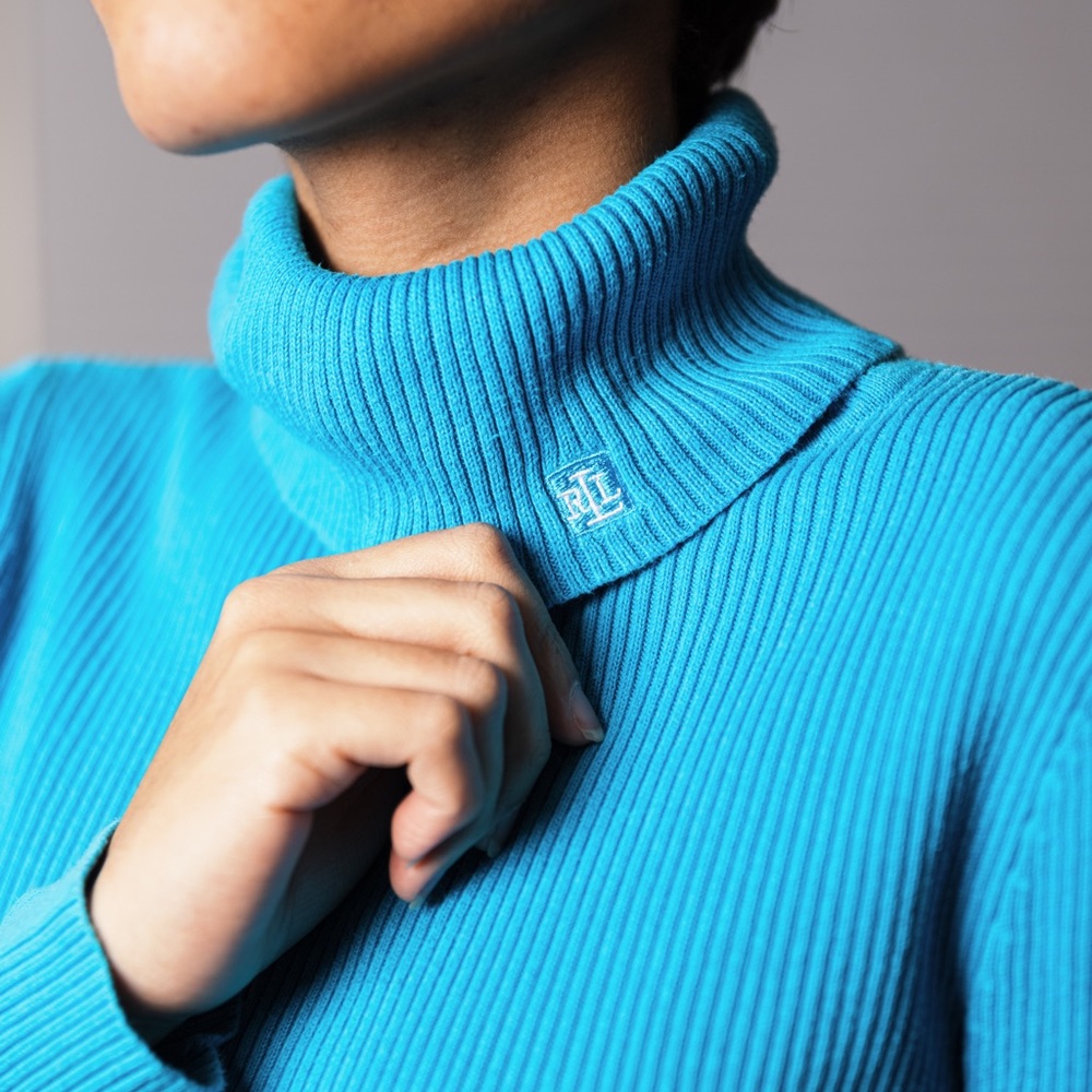 - RALPH LAUREN 100% Cotton Knit Turtleneck Pullover US Size SMALL
